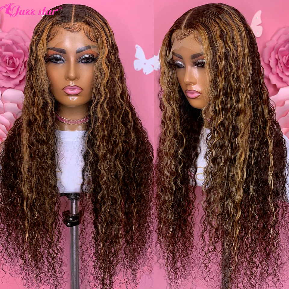 5x5 Water Wave Curace Front Wig Hight Wig Human Hair 5x5 Крайный парик для женщин Джаз -звезда Прозрачный кружевный парик