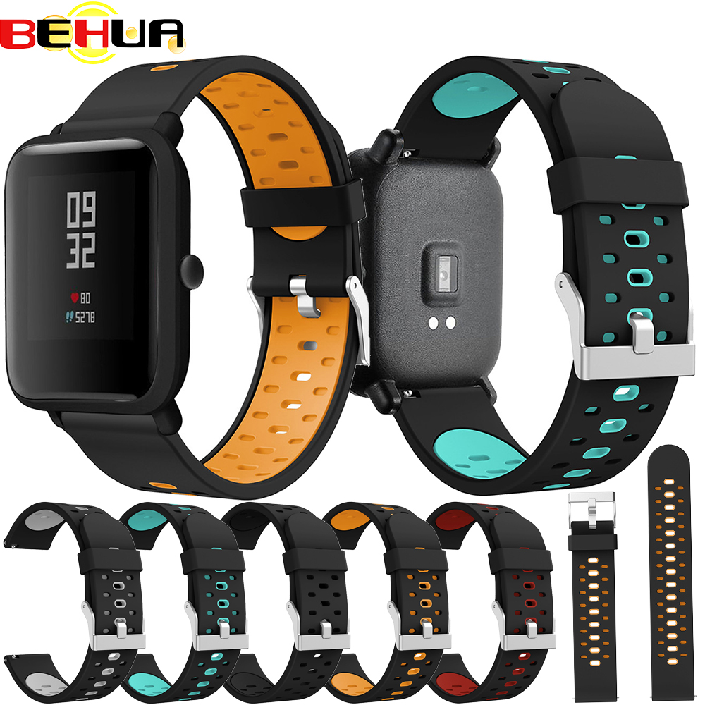 20mm silikonbandrem för Xiaomi Huami Amazfit Bip s tempo Lite Youth Watch Replacement Band Sport andningsbälte