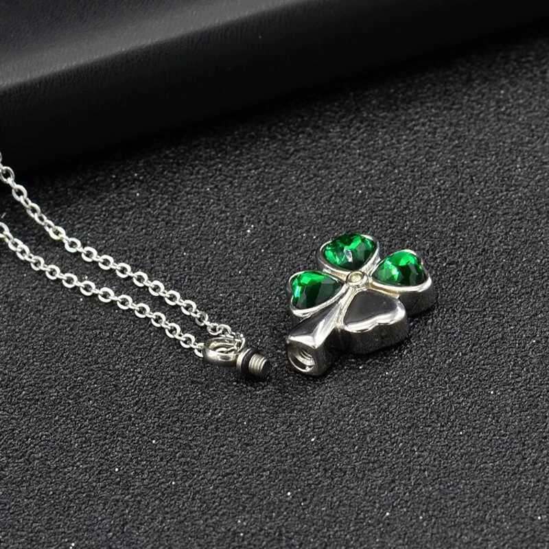 Pendant Necklaces Clover Urn Necklace for Ashes - Cremation Jewelry Keepsake Memorial Pendant Gift 240410