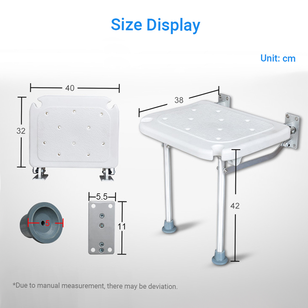 Salle de bain murale tabouret pliable 220 lb portant le poids de douche pliant non glip