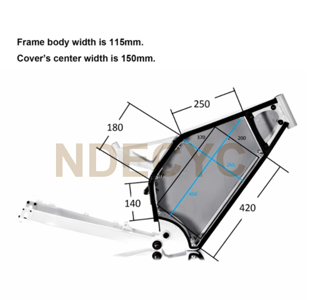 US Stock NBpower Enduro Ebike Frame, Black Stealth Bomber Frame for 3000W/ 5000W/8000W Motor Electric Bicycle Inside Battery