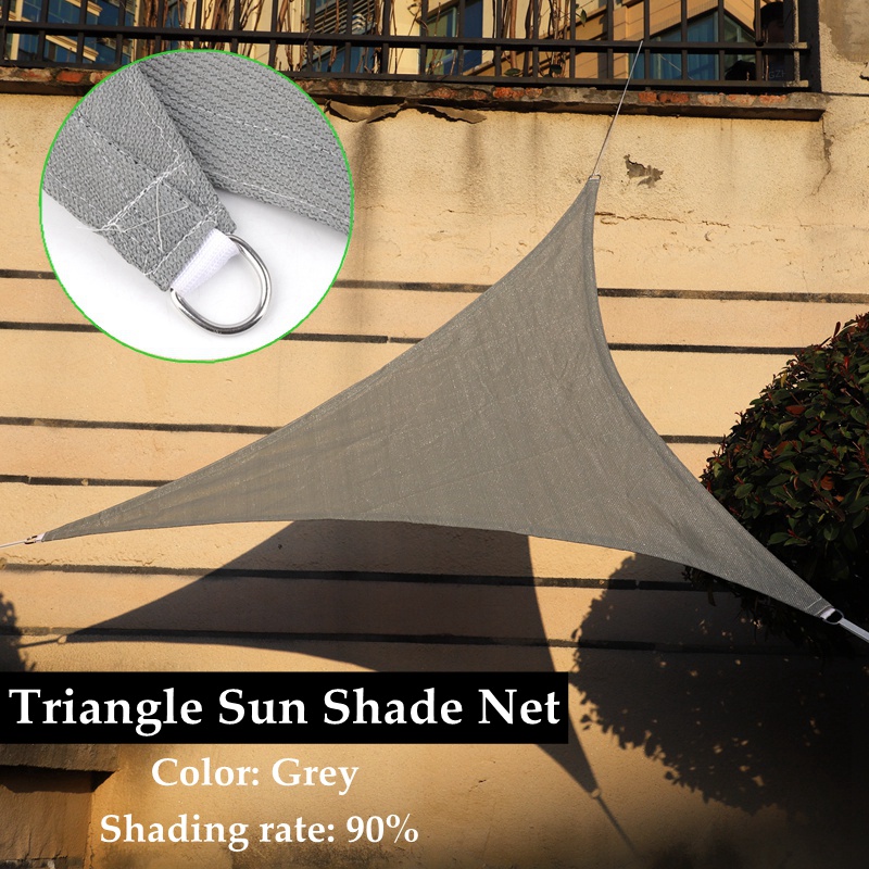 Triangle Sun Shade Net Fabrics grigio ombreggiatura 90% Outdoor Anti-UV Raffreddamento Giardino Gazebo Dolcota da sole da sole da sole da sole personalizzata