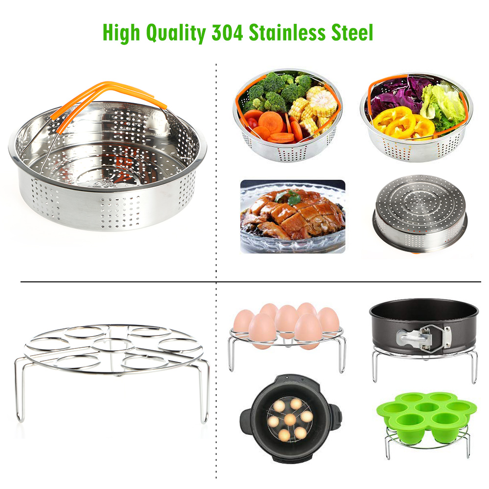 Accessories Kit for Instant Pot Steamer Basket Egg Rack Spring Form Pan Oven Mitts Cheat Sheet Steam Diverter