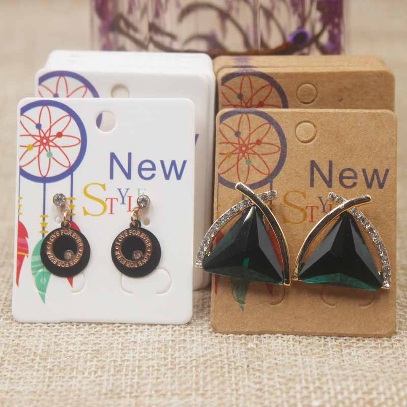 5*4 cm Dreamcatcher Drop Earring Display Card Bloempatroon Earring Tagkaart Kleurrijke Print Sieraden Earring Pakkaart100