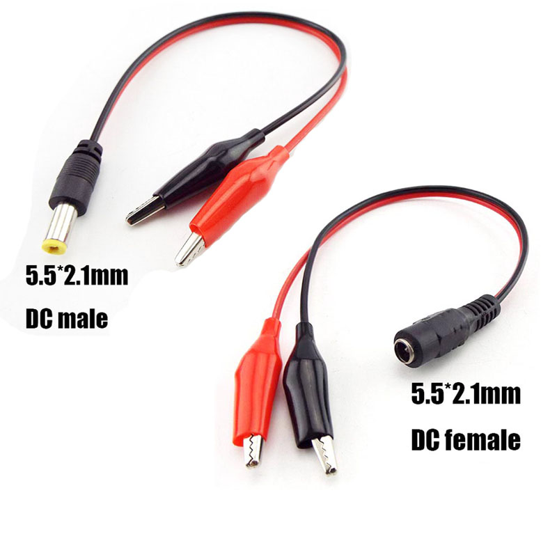 DC Male/Female Jack Connector Alligator Clips Crocodile Wire 12V Power Cable To 2 Alligator Clip Connected Voltage 5.5*2.1mm