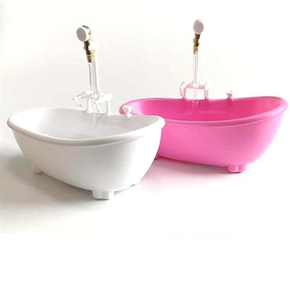 Kids Bathing Toys Spraying Water Dollhouse Furniture Doll Accessories 1:6 Scale Miniatures Electric Bathtub Plastic Tub