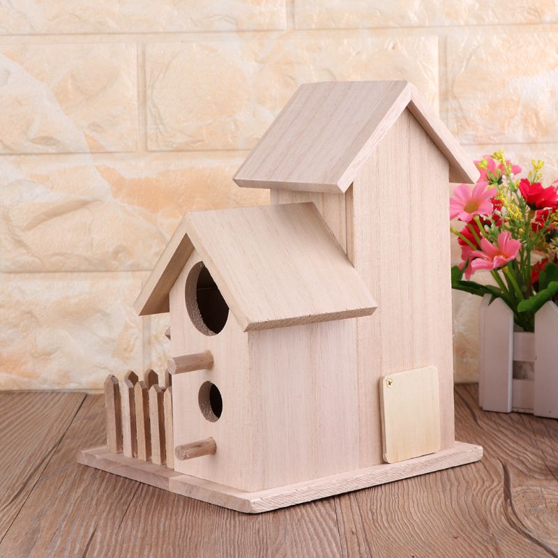 Creative Bird House Nest Wooden Breeding Cage Fence Box Nest Outdoor Garden Backyard Birds Parrot Cage Home Decoration