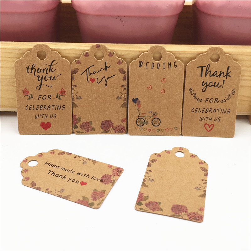 Kraft Paper Gift Tags Handmade With Love Hang Tags Tags de vêtements pour bonbons / cadeau / cookies Affichage de la carte d'étiquette d'emballage Boîte-cadeau