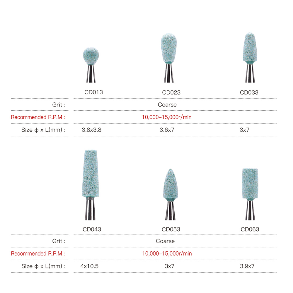 AZDENT /Box Dental Ceramic Diamond Grinder Zirconia Porcelain RA 2.35mm Grit Polish Contra Angle Burs Grind Dental Tool