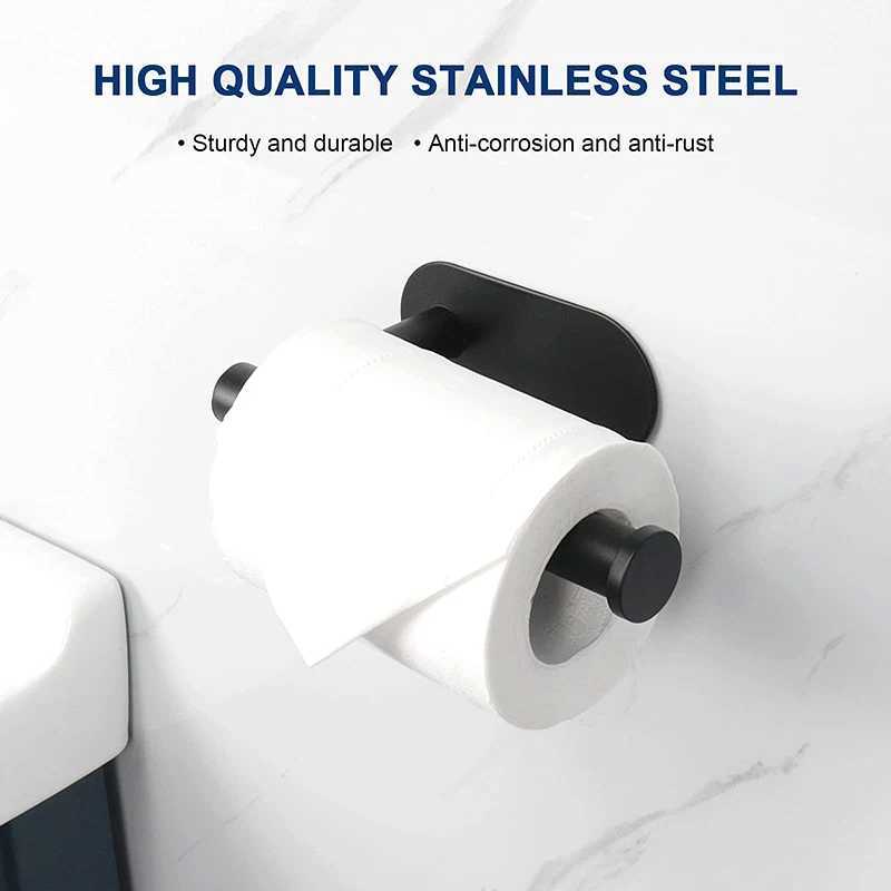 Toilet Paper Holders Adhesive Toilet Roll Paper Holder Organizer Wall Mount Storage Stand Kitchen Bathroom No Drill Tissue Towel Dispenser Stainless 240410