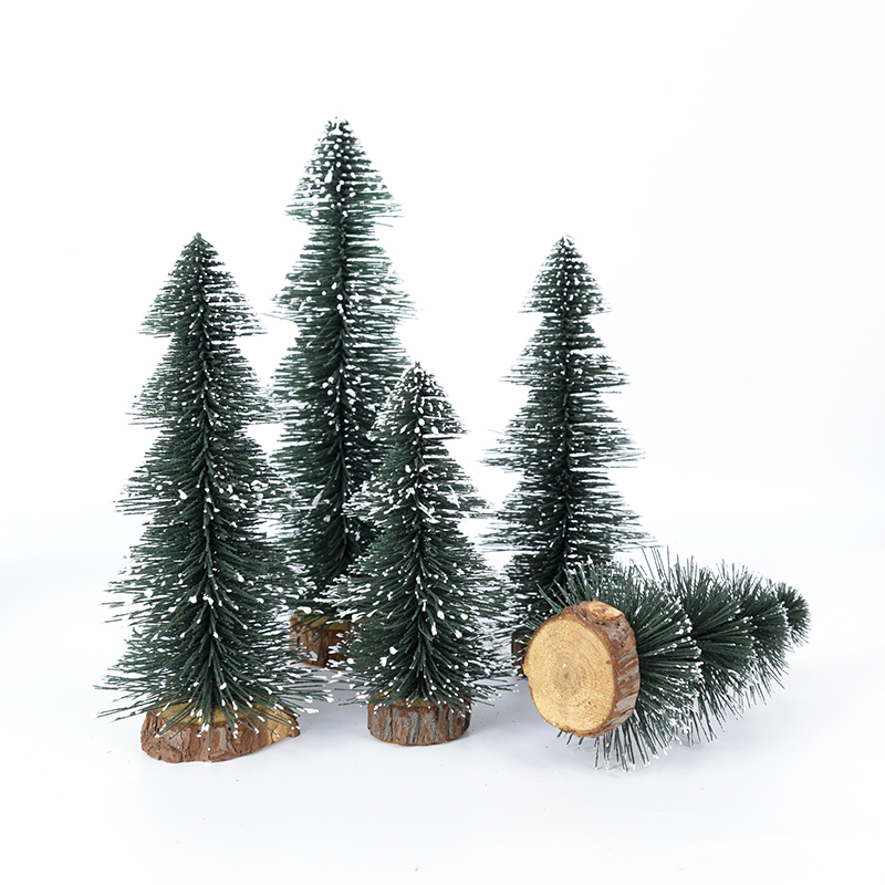 15/20 / 25 cm Mini arbre de Noël Pigin de neige blanche en plastique en bois miniatures figurines cadeaux de Noël ornements pour décoration de table d'accueil
