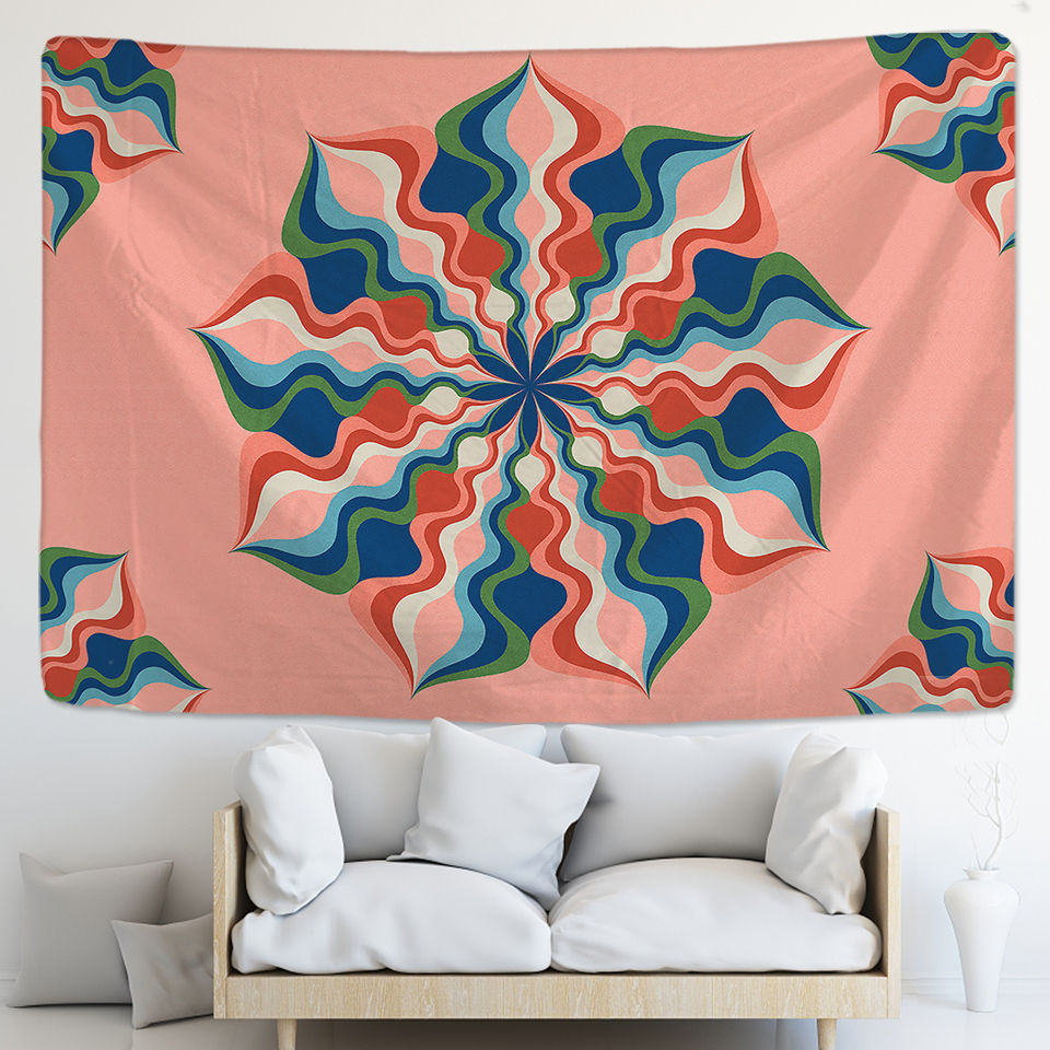 Large mandala patterned Indian tapestry, wall decoration, Bohemian beach towel, polyester thin blanket, yoga shawl, travel mat