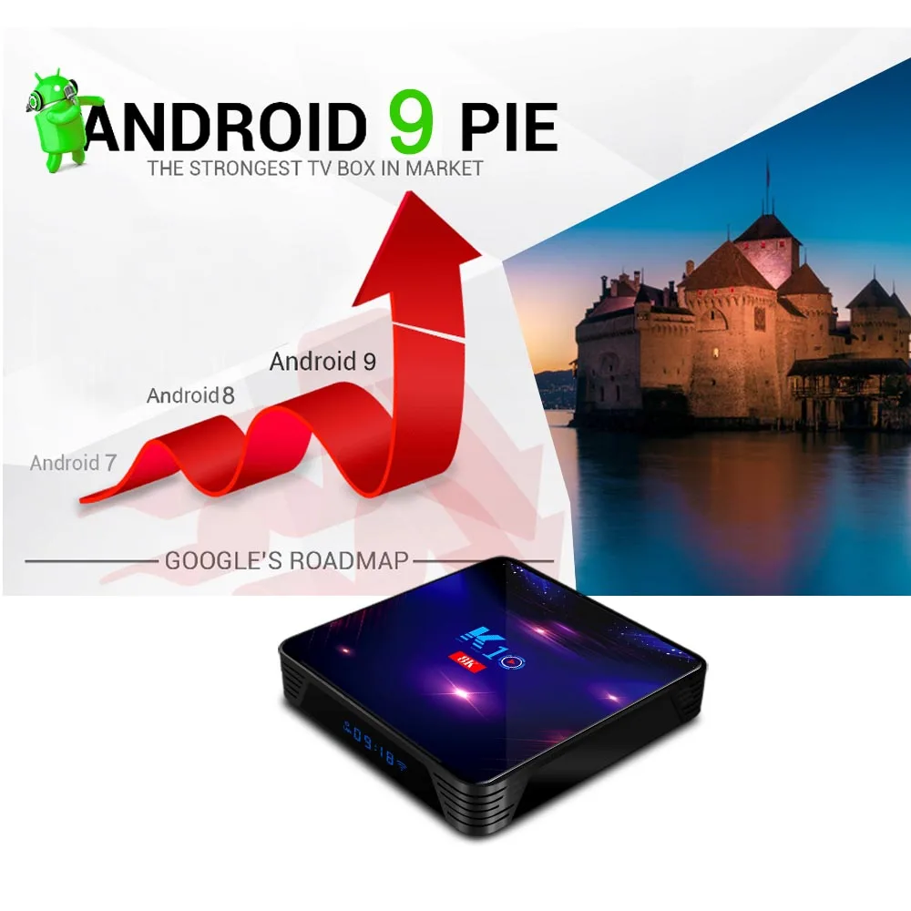 Box Smart TV Box K10 Android 9.0 S905X3 64BIT Cortexa55 8K SET Top Box Media Player 2.4G 5G WiFi Bluetooth 4GB 32GB 64GB 128GB