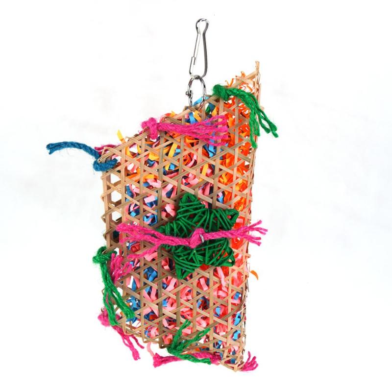 Vogelspeelgoed kleurrijk bamboe weven houten swing papegaai speelgoed klimmen en bijten vogelkooi accessoires