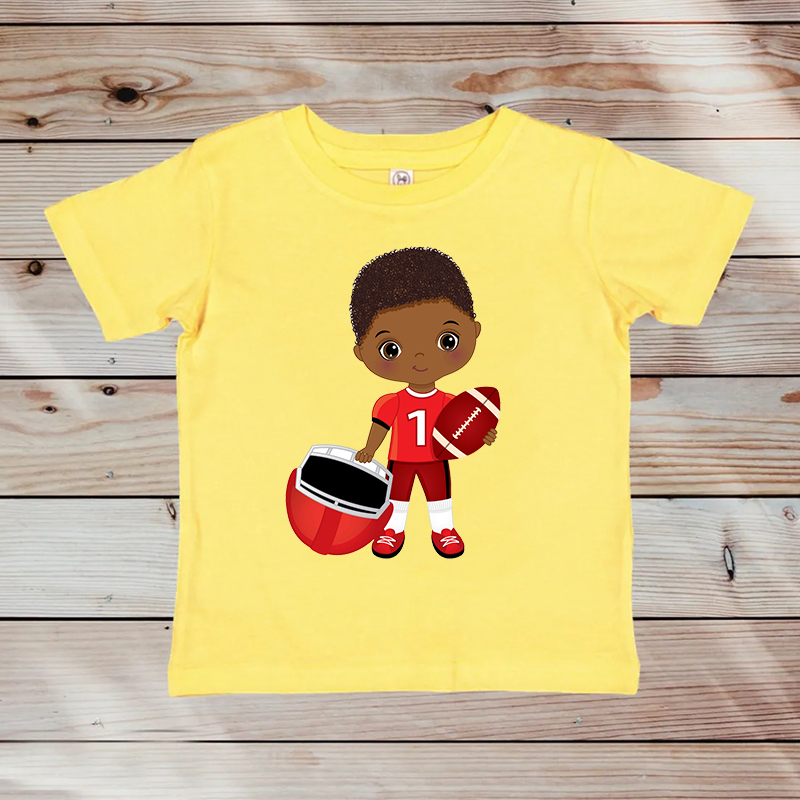 Sevimli küçük siyah çocuk Amerikan futbol gömlek kawaii siyah erkek tişört kızlar tişört kısa kollu tişört tees üst