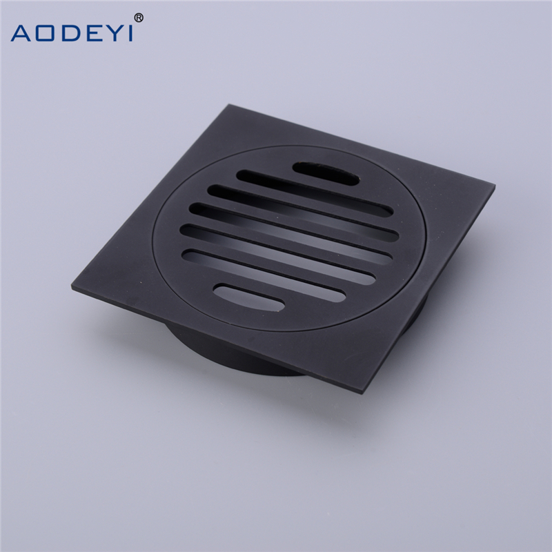 Aodeyi Housetop tutto in ottone Discia drenaggio bagno INSERT piatto quadrati di scarto anti-odor Griglia cromata nera Finitura cromata