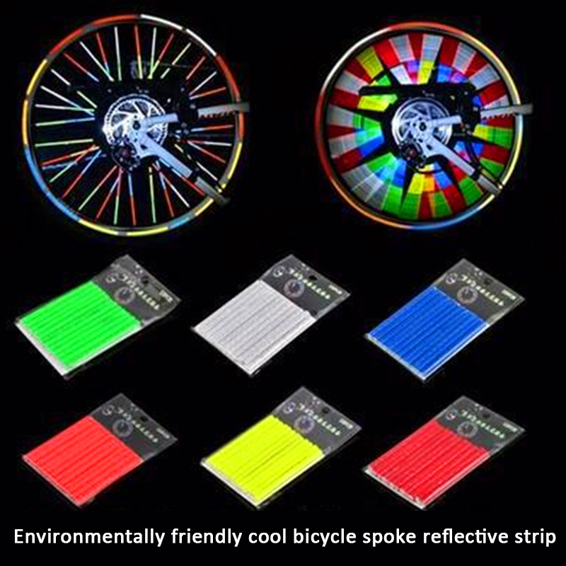 Bicycle Wheel Stokes Reflective Sticker Tube Bike AVERTISSEMENT LETURE DIY CYCLING RÉFLECTEUR TUBES Réflexion Pièce de vélo