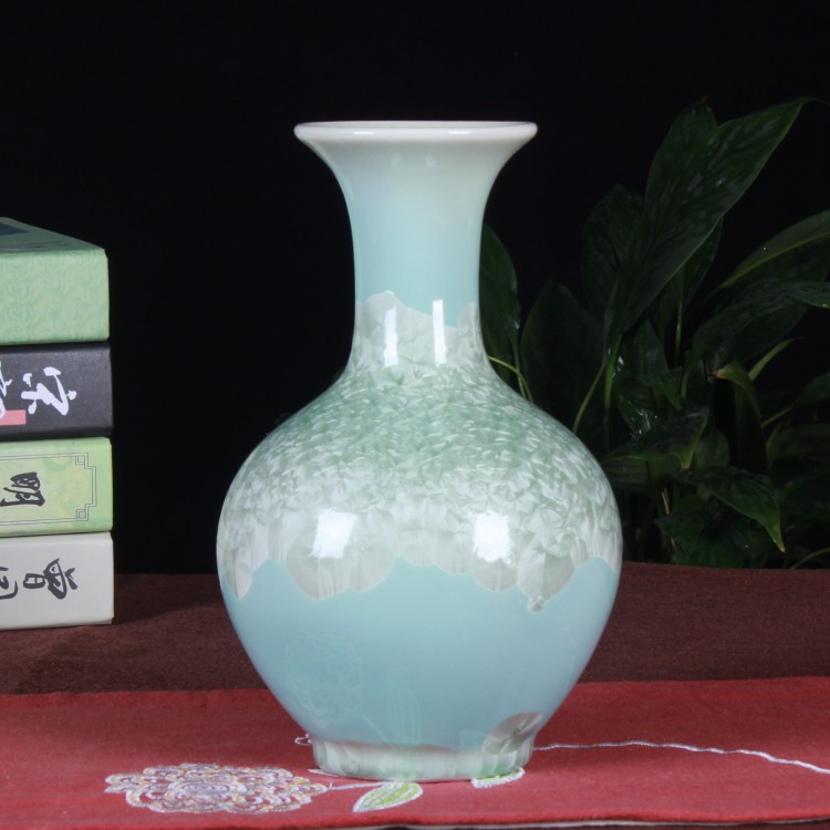 Vase en porcelaine pour arrangement de floraux, changement de four chinois moderne, glaçure en cristal, cadeau de petite artisanat, décoration de pièce, décoration intérieure