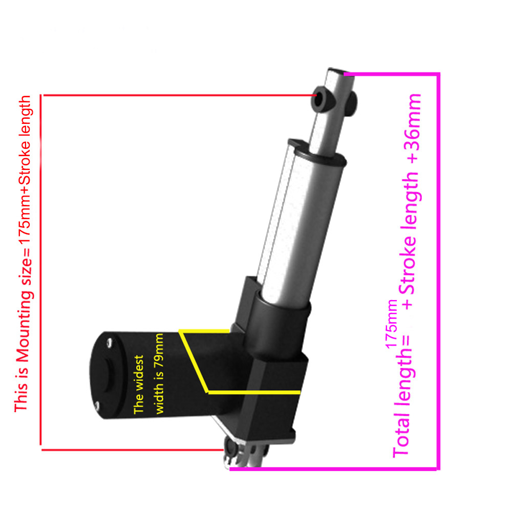 İnme 50-250mm Yük 5000N 500kg Elektrik Doğrusal Aktüatör 12V 24V 36V Hızlı 5-30mm/s Destek Özelleştirilmiş 2-10 inç Ev Uygula