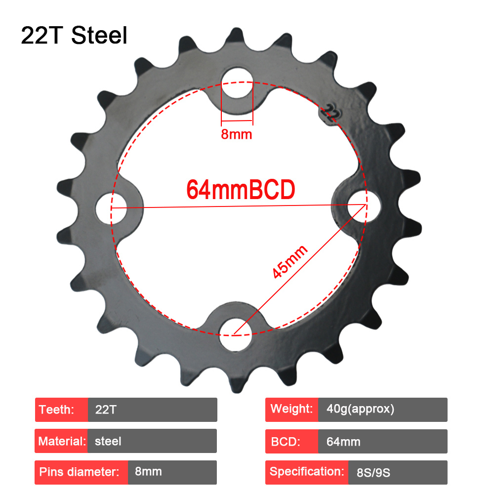 104BCD 64BCD -Kettenring 44T 32T 22T 7/8/9 Speed Kurbelbike -Kurbelkettenring MTB -Radkettenrad für Shimano Alivio Sram SLX XT