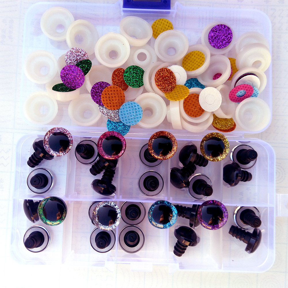 9/10/12/14 / 16 mm Eyes de paillettes 3D pour les jouets clairs crochet en peluche