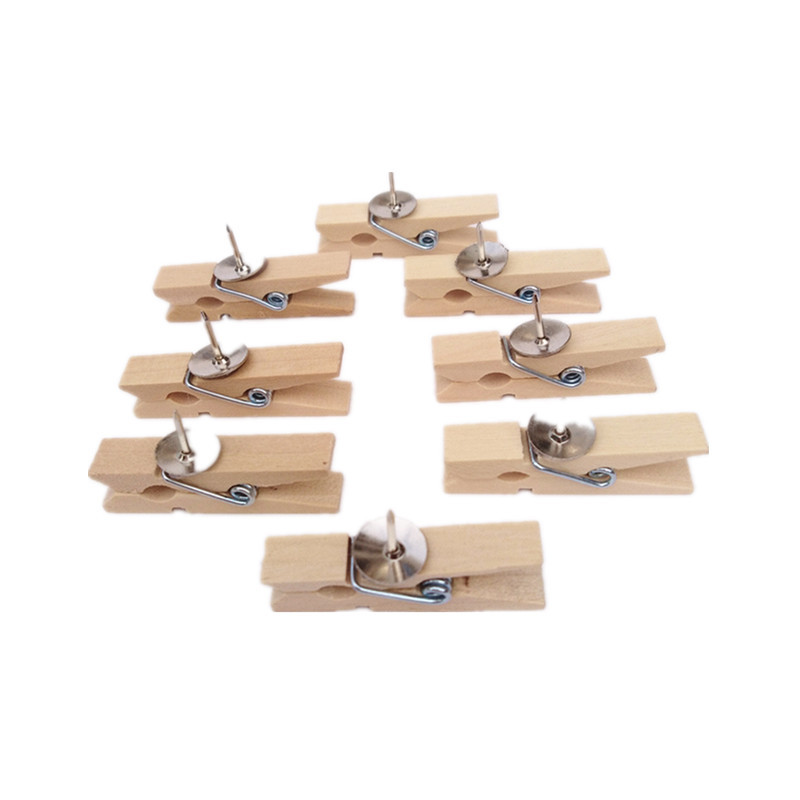 Push Pins con clip in legno Thumbtacks Pushpins Clip di carta creativa ClodeSpins tavola di sughero e uffici da parete fotografica