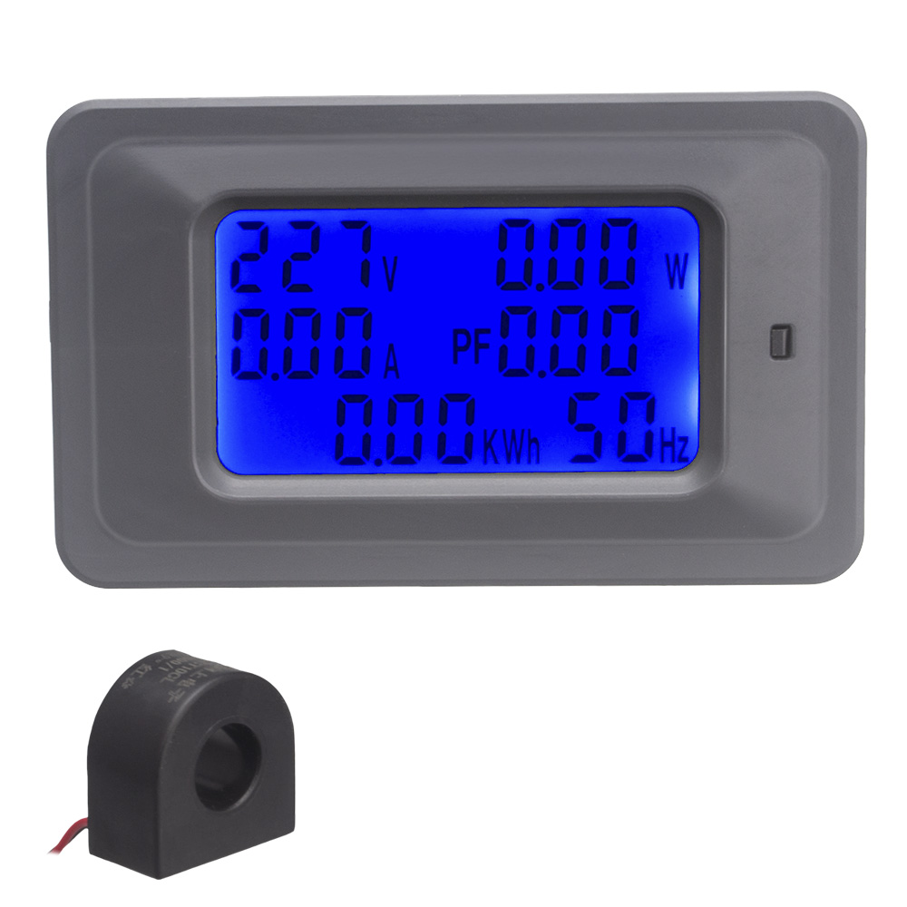 6 в 1 Цифровой вольтметр AMMETER AMMEMER TESTER 100A/20A 110 ~ 250 В ЖК -панель Монитор HZ Energy Meter