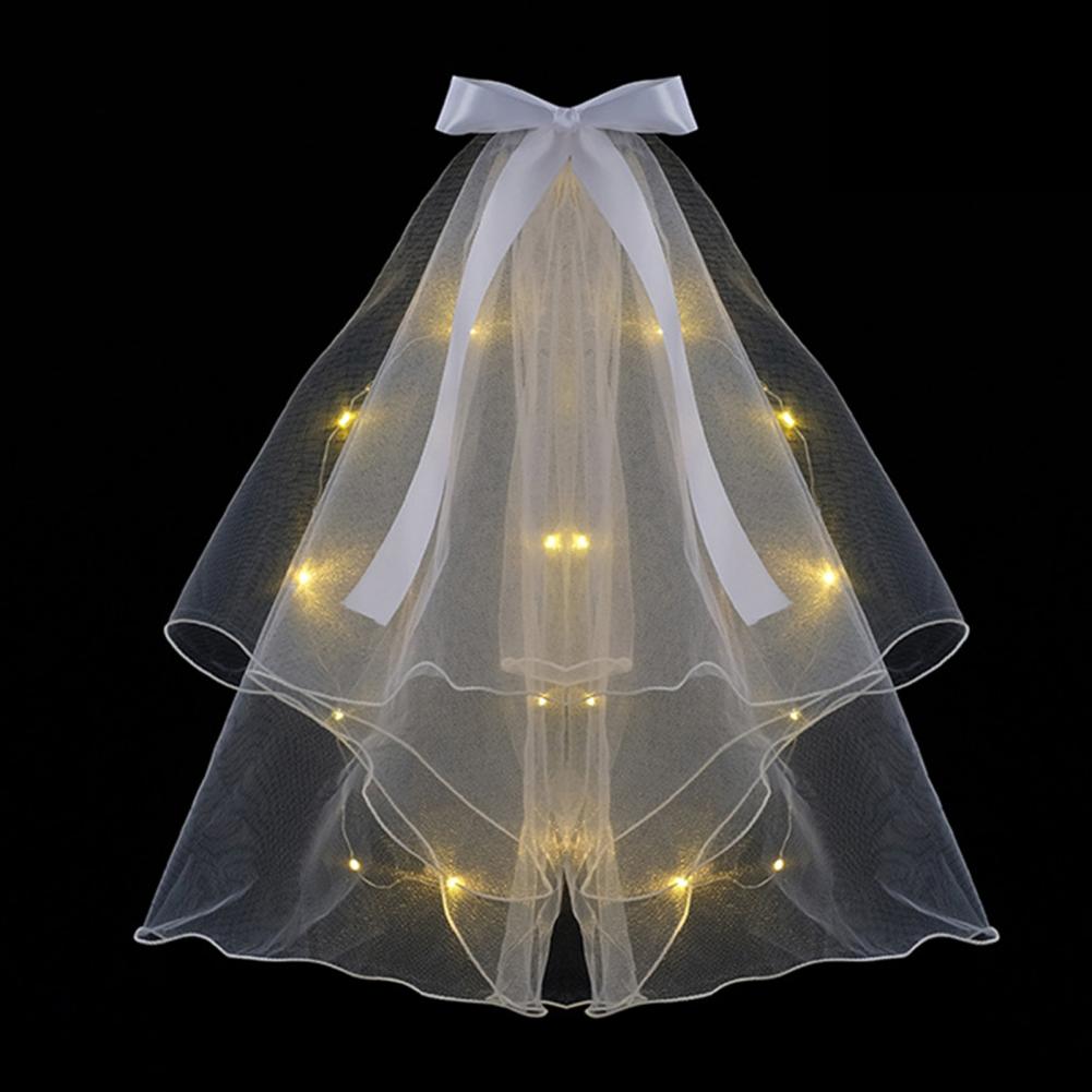 Copertina la testa di pizzo LED Maglie da sposa Mesh Luminio Testa della testa di matrimonio con pettine a doppio strato fata a farfalla coreana mesh da sposa