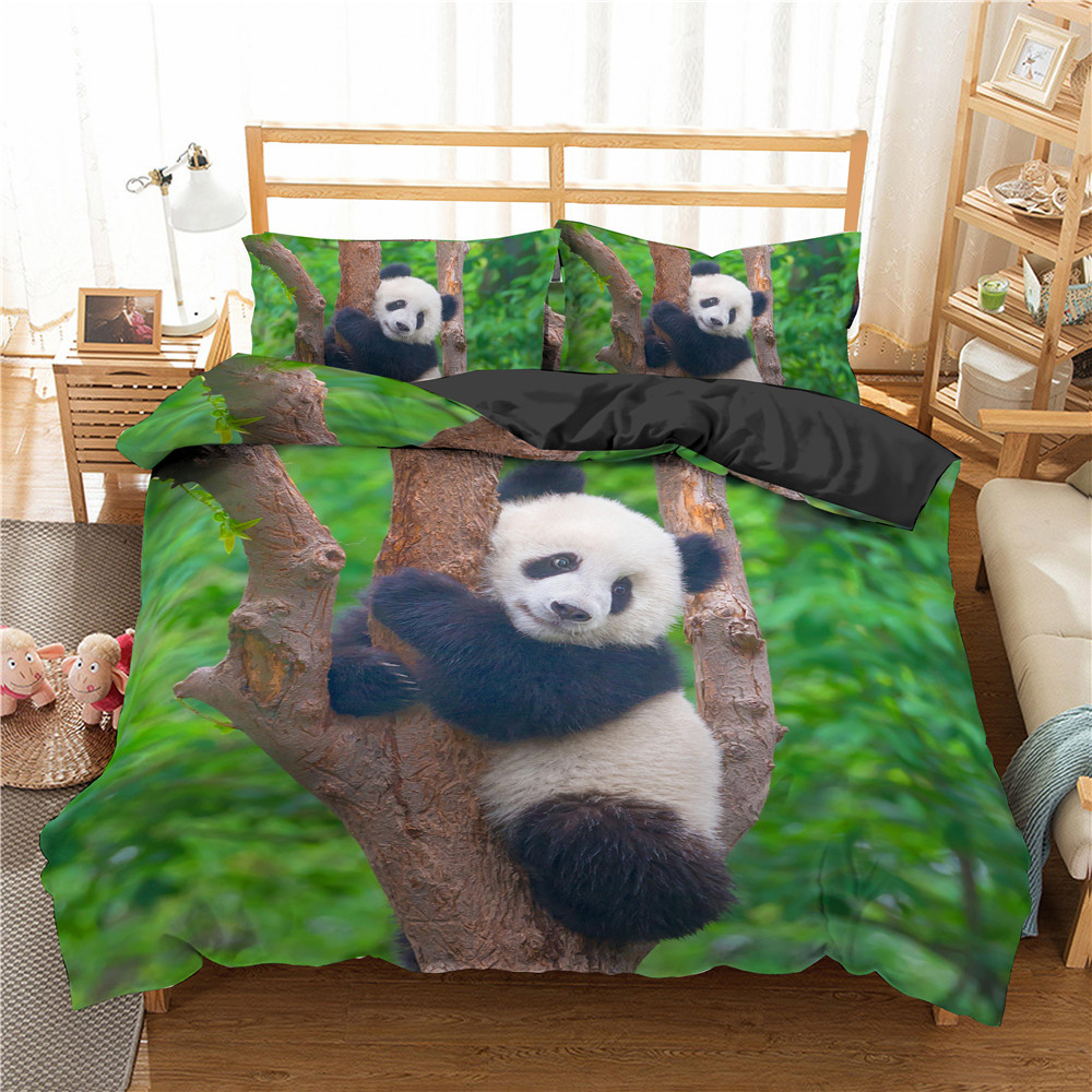 PANDA DE NUVET CUBIERTA CUBIERTA LINDA Patrón de animales Twin Bedding Set para niños Microfibra Wild Giant Panda King Size COBRODORTOR