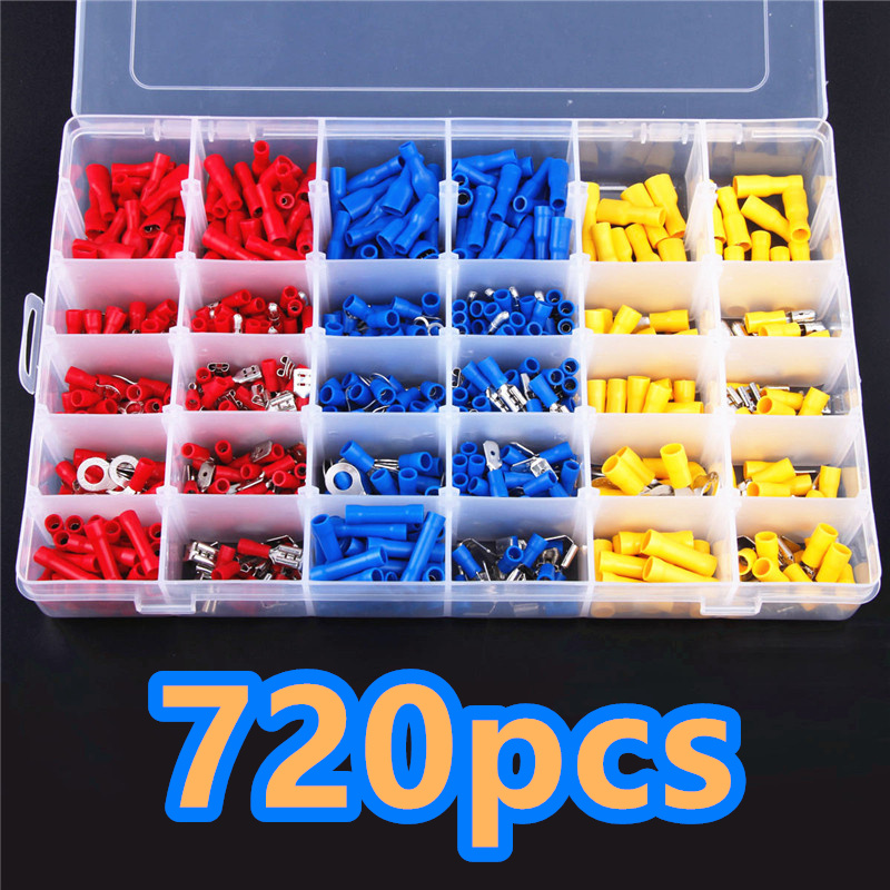 280/480/Insulated Cable Connector Electrical Wire Assorted Crimp Spade Butt Ring Fork Set Ring Lugs Rolled Terminals Kit