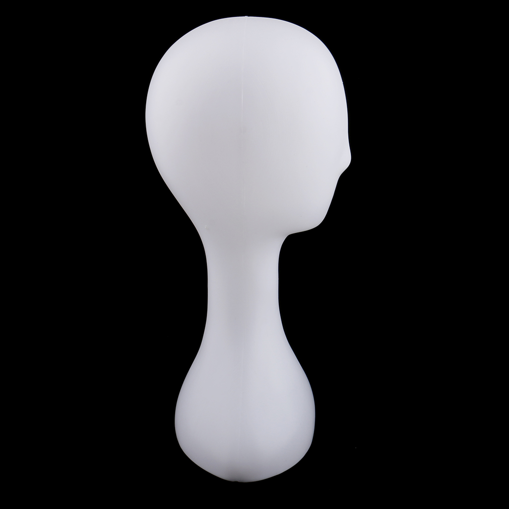 Kvinnlig plast Vanlig ansikte mannequin manikin huvudmodell peruk solglasögon glasögon hat cap display stander - vit svart hudfärg