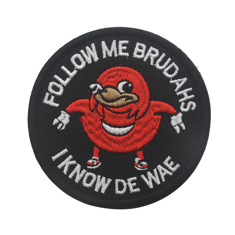 Ugandan-Knuckles-Patches-Follow-me-I-Know-De-Wae-Badge-Hook-Loop-for-cloth-backpack-hat (2)