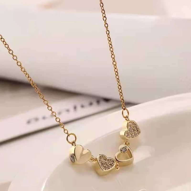 Pendant Necklaces 4-in-1 Wearing Lucky Four Leaf Clover Necklace for Women Love-heart Pendant Choker Chain Fashion Jewelry 240410