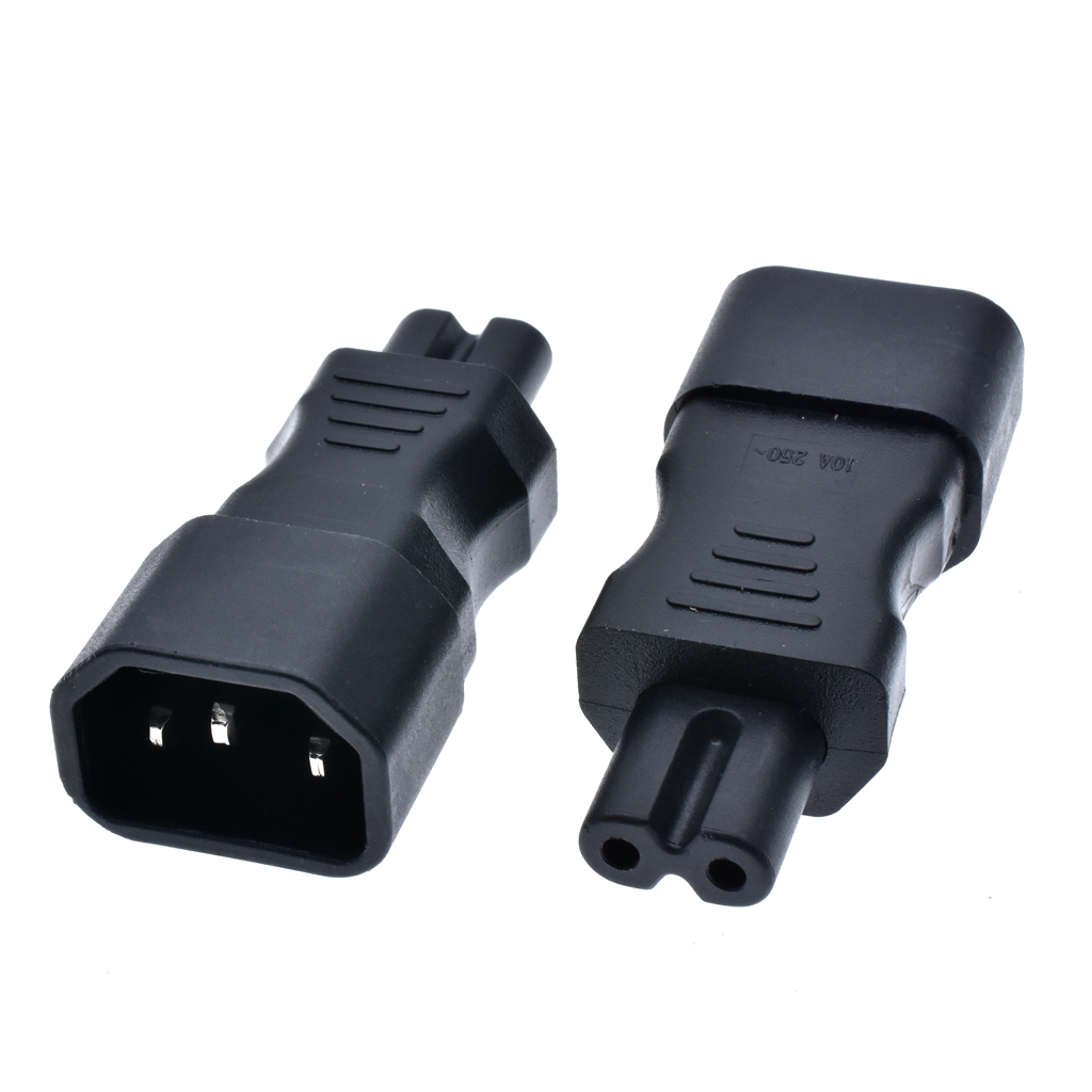 IEC 320 Kettle 3-Pin C14 Male To C7 Female Power Converter Adapter Plug-Socket