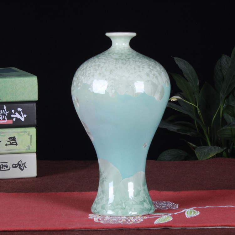 Vase en porcelaine pour arrangement de floraux, changement de four chinois moderne, glaçure en cristal, cadeau de petite artisanat, décoration de pièce, décoration intérieure