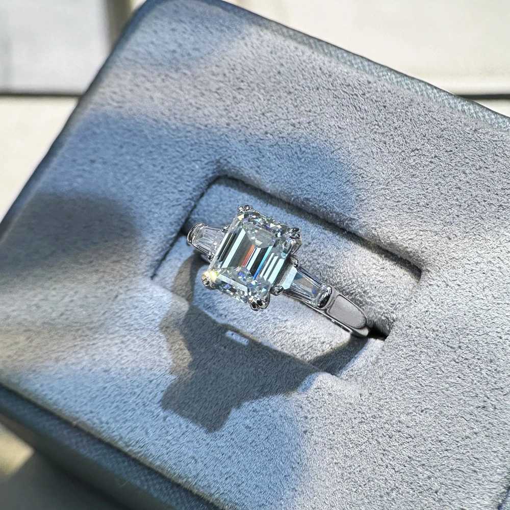 Band Rings Wong Rain Classic 925 Sterling Silver 3EX VVS1 Jade Cut 2CT Real Molybden Stone testade Diamond Ring Engagement Jewelry J240410