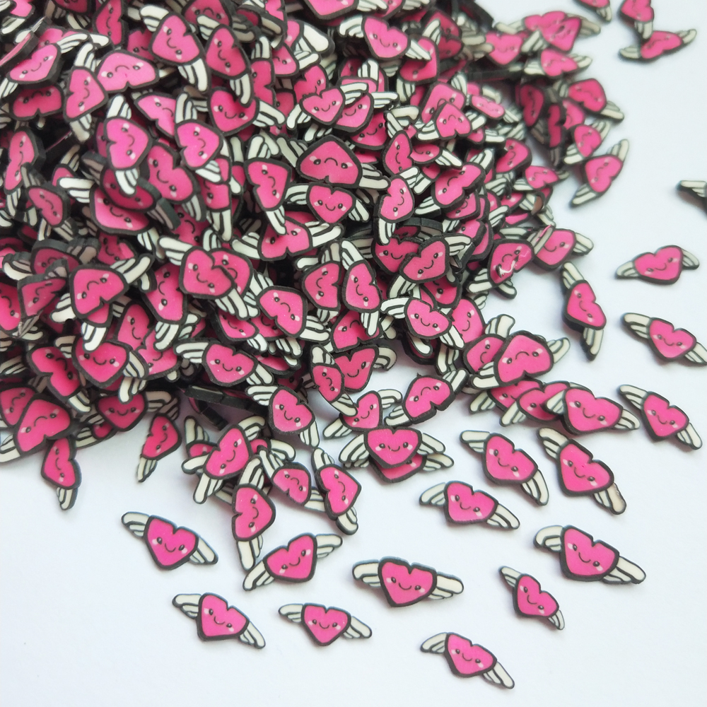 50g5mm Flying Love Happy Heart Angel With Wing Polymer Clay PVC for DIY Crafts Plastic Klei Mud Particles Clays