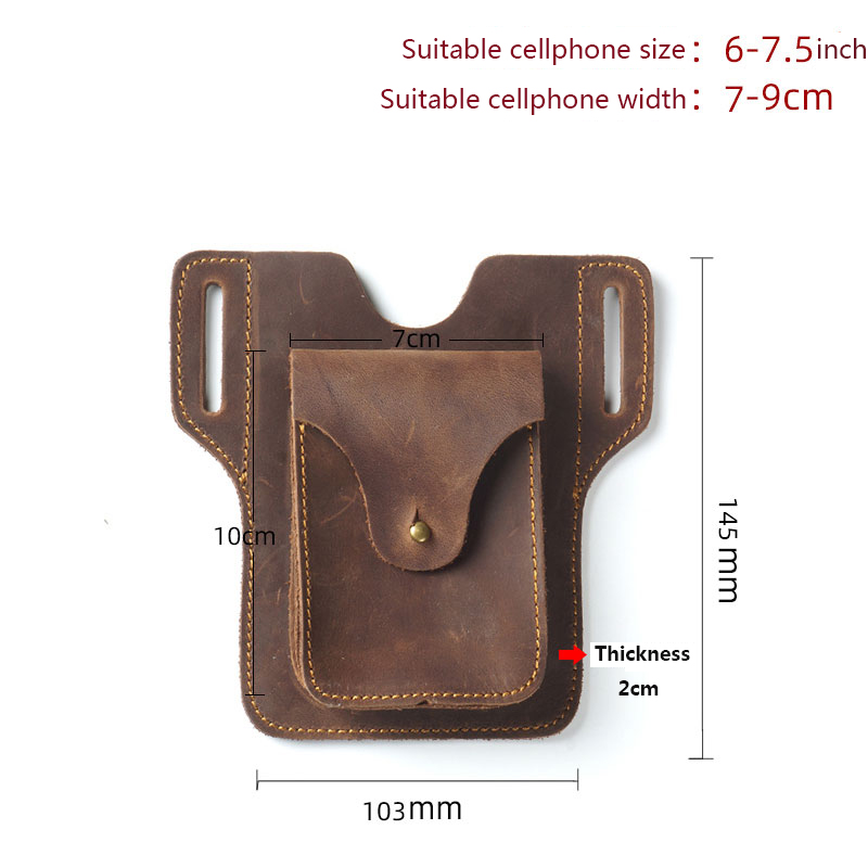 Echte lederen mobiele taille tas voor mannen mannelijke vintage draagbare EDC tactische mobiele telefoon cover case houder riemzakken portemonnee