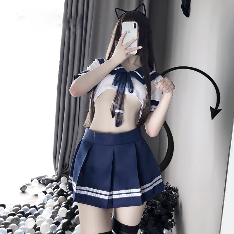 Studentuniform med miniskirt cheerleader outfit skolflicka japanska plus storlek kostymer kvinnor sexiga cosplay underkläder nya