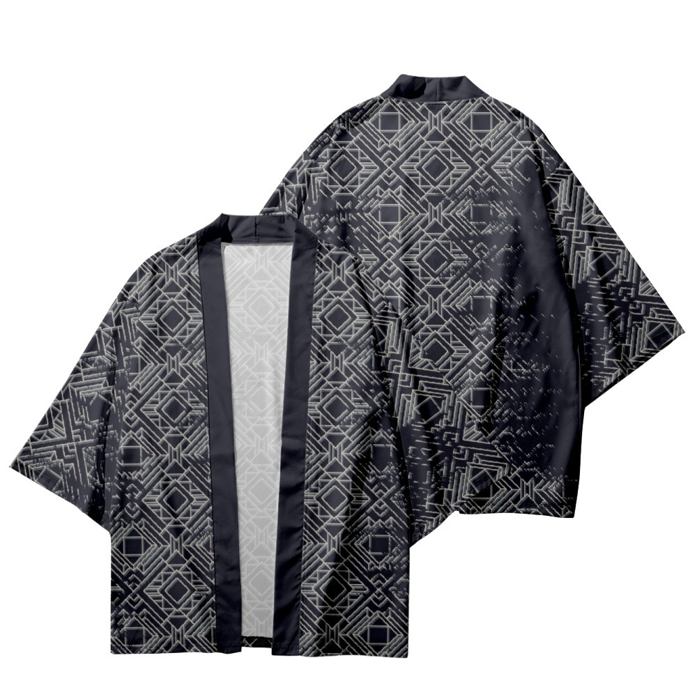 Modèles géométriques imprimés japonais kimono cardigan plage shorts harajuku couple femmes hommes street