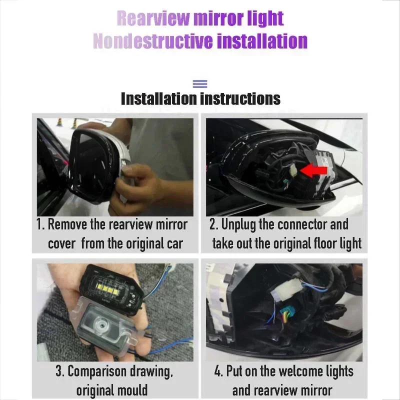 Auto dywanowa lampa dla Mercedes-Benz C Klasa W205 E Klasa W213 GT Welcome Door Door Lustro do AMG Light Angel Wing Can