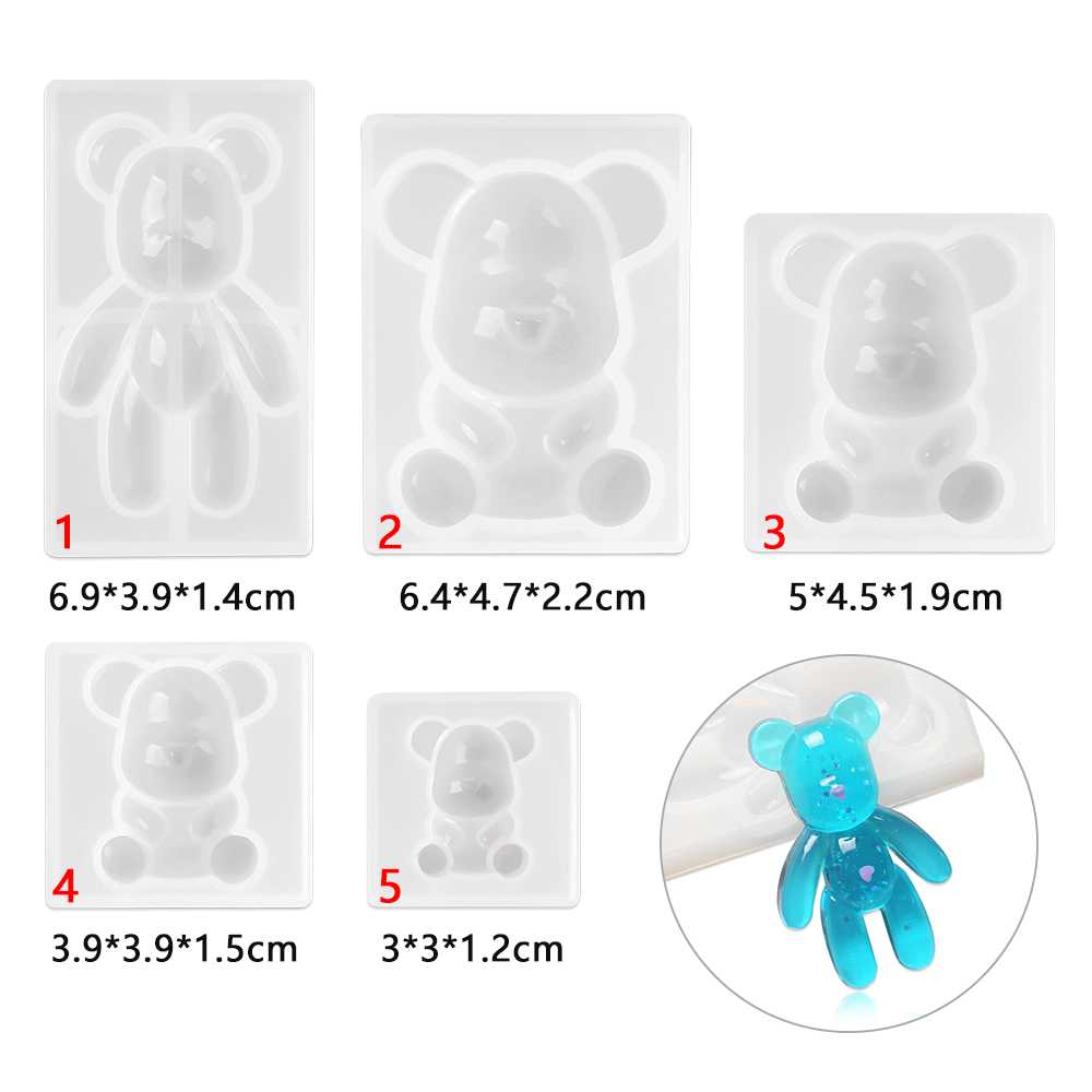 3D Teddybären Silikonform DIY Harz Epoxy Anhänger Schimmelschmuck Schmuck Herstellung Werkzeug Kinder Spielzeug für häusliche Handwerksbehörden Accessoires