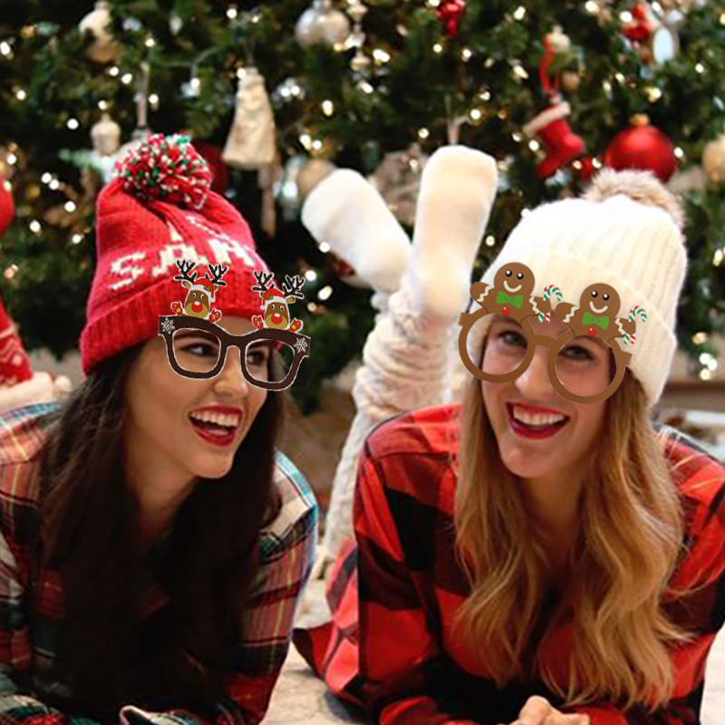 Feliz Natal Paper óculos Santa Xmas Treça Estrutura de Estoto de Natal Booth Prop Decorações de Natal Decorações Novo Presente de Ano Novo
