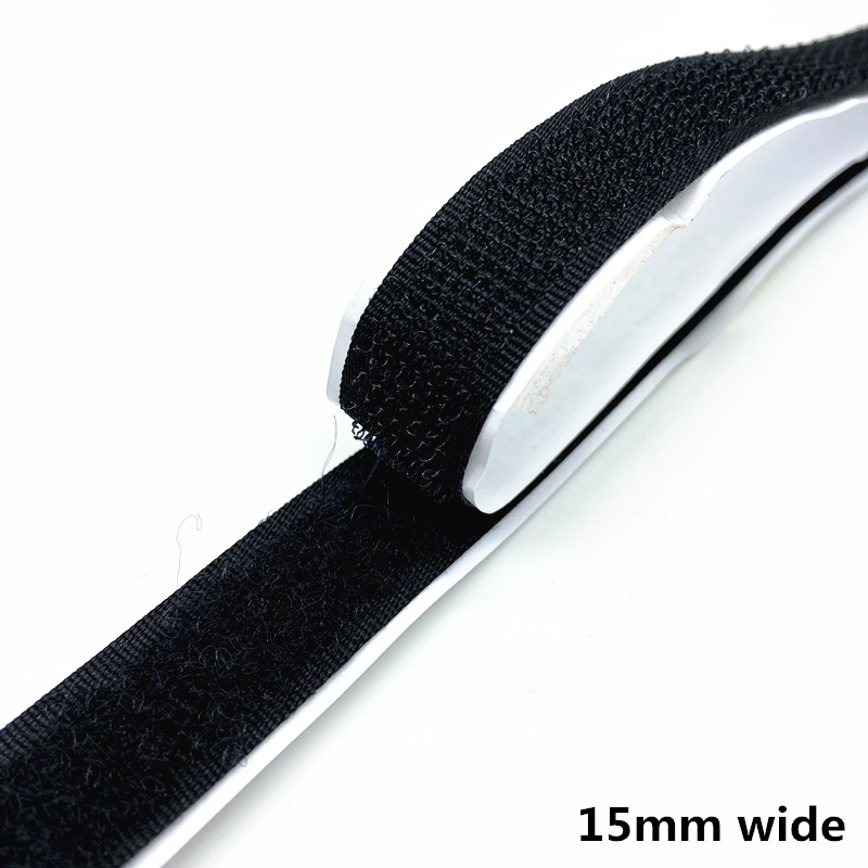 Un par 1 yardas 15 mm-50 mm Black White Autoadhesivo Cinda de sujetador de cinta adhesiva y accesorios de costura TA #Ro