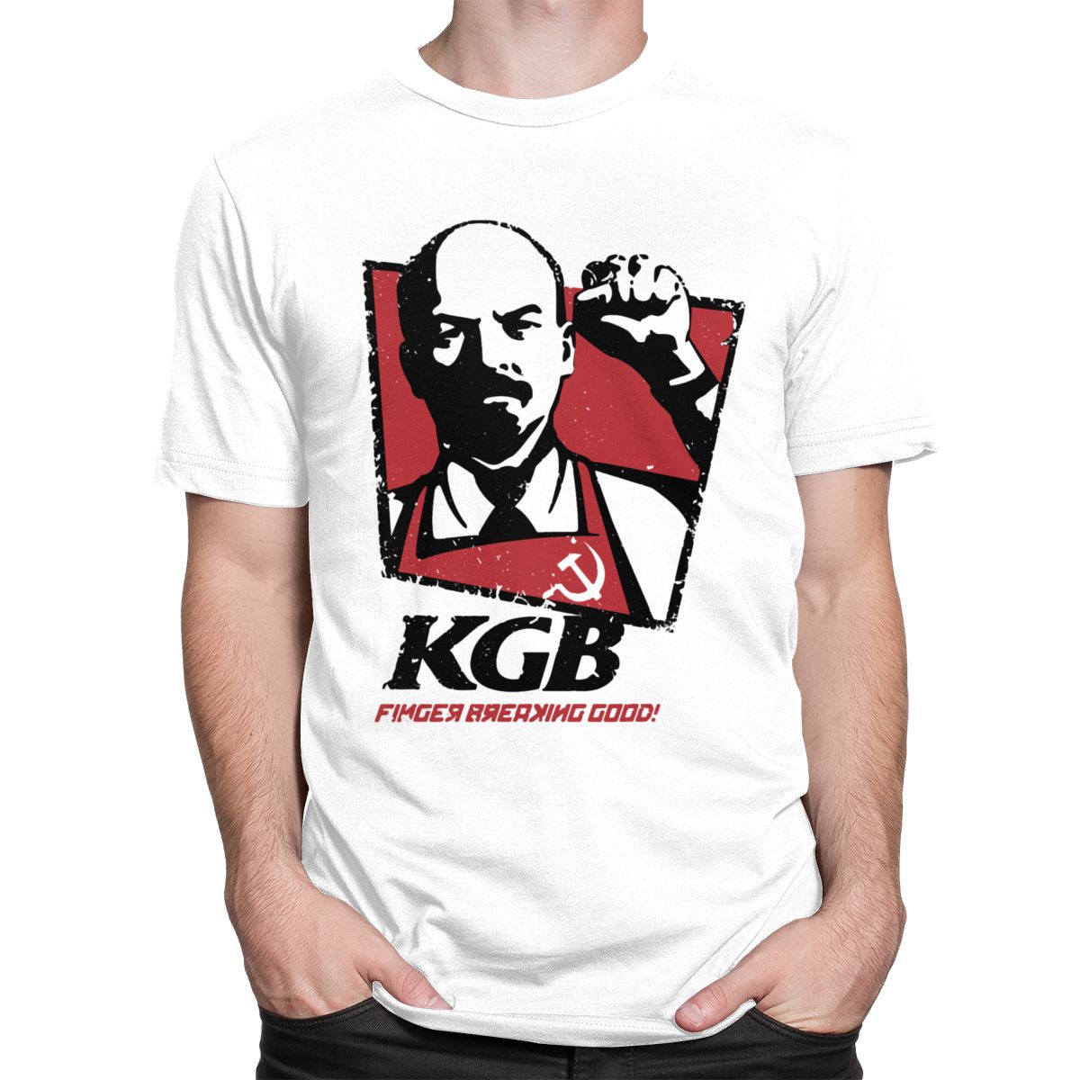 Vintage KGB Vladimir Lenin T Shirt Boy Urban T-shirt Kort ärm Sovjetunionen Ryssland kommunism Marxism Socialism Tee Tops Casual