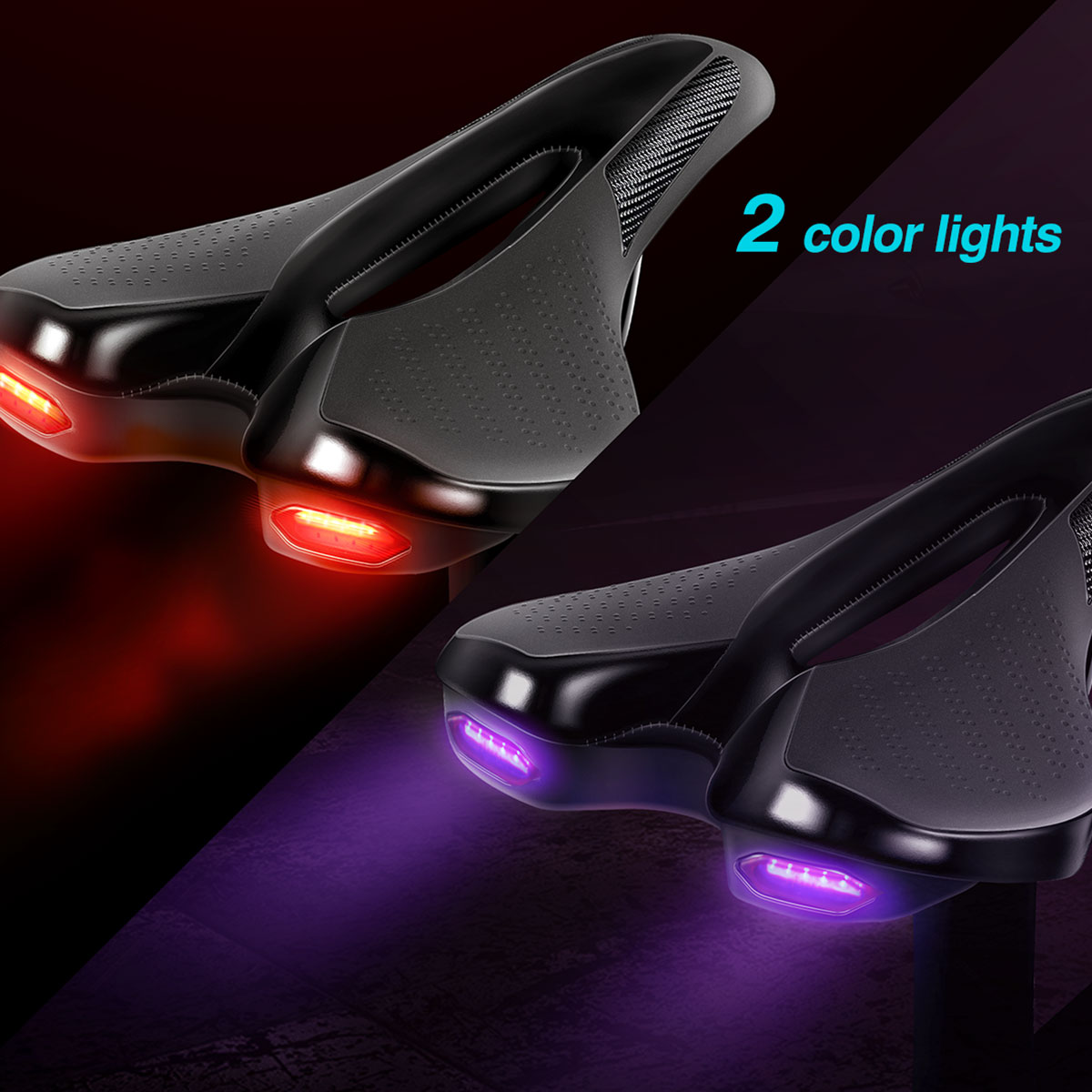 Road Bike Saddle Mtb Bicycle Seat With Warning Farnlight USB Charge Mountain Cycling Racing PU Breumte Soft Seat Cushion