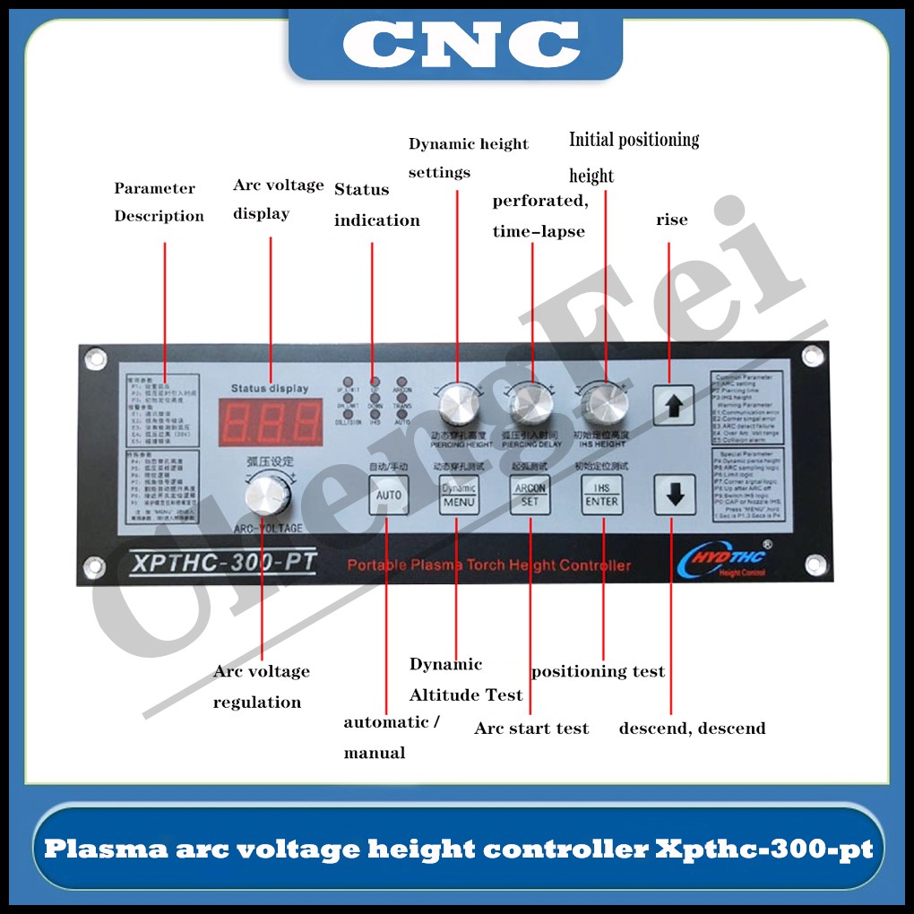 Contrôleur de hauteur de tension à arc de flamme plasmatique XPTHC-300-PT PORTABLE CNC HYD HEAUL CONTRÔLEUR HONGYUDA ARC Tension de tension