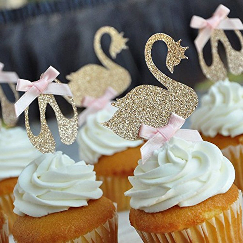 Swan Lake Cupcake Toppers Balerin Cupcake Toppers Swan Cupcake Toppers Doğum Günü Partisi Malzemeleri