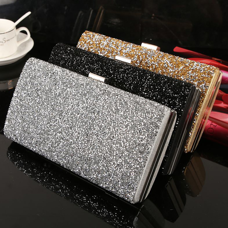 Frau Abendtasche Frauen Diamant Strassklemme Clutches Crystal Day Clutch Brieftasche Hochzeitsparty Bankett Schwarz/Gold/Silber