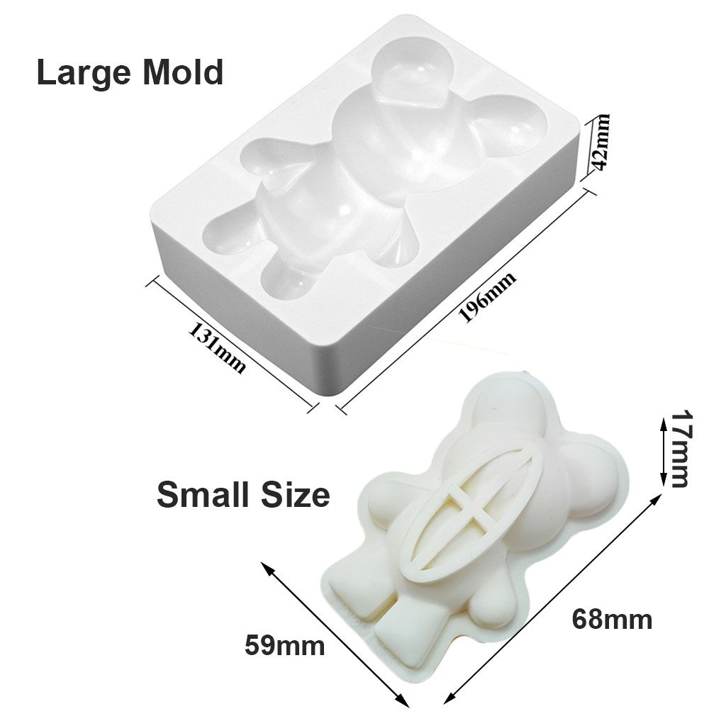 3D Chocolate Bear Silicone Mold Baking Tools Handgjorda stor storlek Breakerbar kakform för chokladbombe gelé kupolmousse